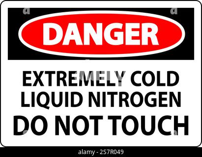 Danger Sign Extremely Cold Liquid Nitrogen Do Not Touch Stock Vector