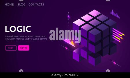 Solving puzzle. Abstract logic or information storage concept. Vector illustration. Solving puzzle. Abstract logic or information storage concept. Stock Vector