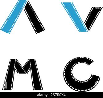 filmstrip initial  logo icon illustration flat design Stock Vector