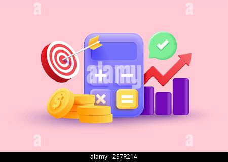 Financial investment. Creative concept of market movement. Bank deposit, profit finance Money management. Investment Cryptocurrency trend trading. 3d Vector Illustration Stock Vector