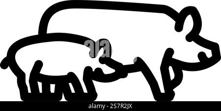 pig piglets farm line icon vector. pig piglets farm sign. isolated contour symbol black illustration. pig piglets farm line icon vector illustration Stock Vector