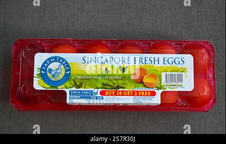 Singapore chicken eggs in packaging. Stock Photo