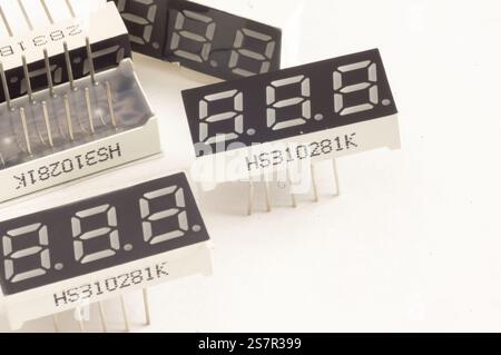 Surface mount 7-segment Binary digit on white isolated background Stock Photo