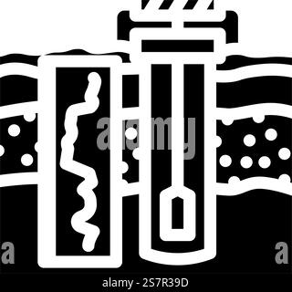 borehole logging hydrogeologist glyph icon vector. borehole logging hydrogeologist sign. isolated symbol illustration. borehole logging hydrogeologist glyph icon vector illustration Stock Vector