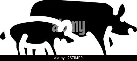 pig piglets farm glyph icon vector. pig piglets farm sign. isolated symbol illustration. pig piglets farm glyph icon vector illustration Stock Vector