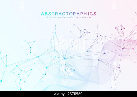 Abstract digital connection dots and lines. Technology polygonal background. Network connection structure. Plexus effect. Vector Illustration. Stock Vector