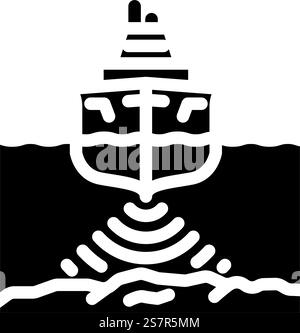 marine noise pollution glyph icon vector. marine noise pollution sign. isolated symbol illustration. marine noise pollution glyph icon vector illustration Stock Vector