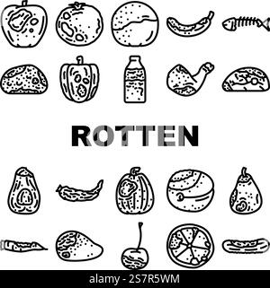 rotten food waste icons set vector Stock Vector Image & Art - Alamy