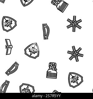 aeronautical engineer aviation vector seamless pattern thin line illustration. aeronautical engineer aviation vector seamless pattern Stock Vector