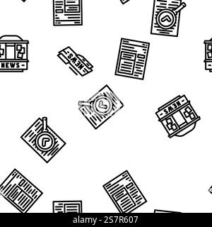 news media screen business vector seamless pattern thin line illustration. news media screen business vector seamless pattern Stock Vector