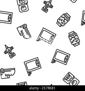 smart home control vector seamless pattern thin line illustration. smart home control seamless pattern vector Stock Vector