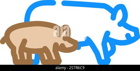 pig piglets farm color icon vector. pig piglets farm sign. isolated symbol illustration. pig piglets farm color icon vector illustration Stock Vector
