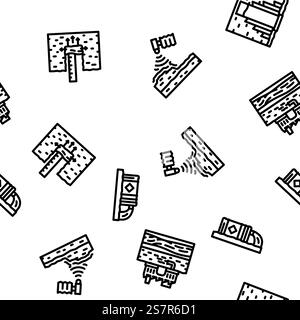 hydrogeologist industrial vector seamless pattern thin line illustration. hydrogeologist industrial seamless pattern vector Stock Vector