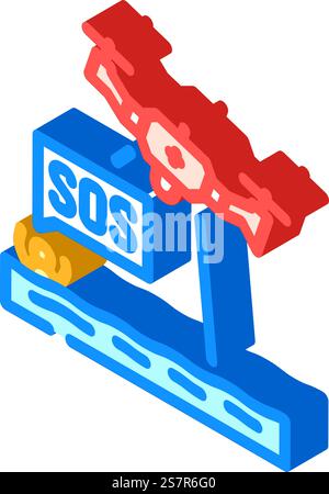 bridge inspection drone isometric icon vector. bridge inspection drone sign. isolated symbol illustration. bridge inspection drone isometric icon vector illustration Stock Vector