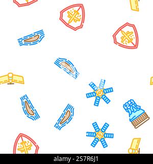 aeronautical engineer aviation vector seamless pattern thin line illustration. aeronautical engineer aviation vector seamless pattern Stock Vector