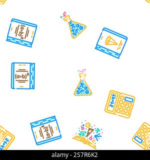 math science education school vector seamless pattern thin line illustration. math science education school vector seamless pattern Stock Vector