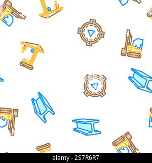 civil engineer construction vector seamless pattern thin line illustration. civil engineer construction vector seamless pattern Stock Vector