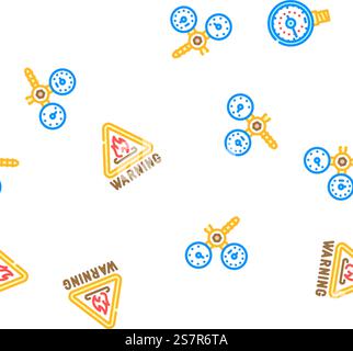 gas energy oil power pipeline vector seamless pattern thin line illustration. gas energy oil power pipeline vector seamless pattern Stock Vector