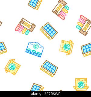 green living eco vector seamless pattern thin line illustration. green living eco seamless pattern vector Stock Vector
