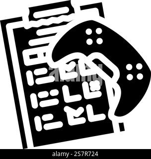 testing game development glyph icon vector. testing game development sign. isolated symbol illustration. testing game development glyph icon vector illustration Stock Vector