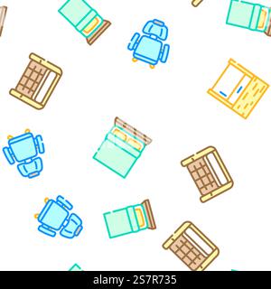 plan floor home vector seamless pattern thin line illustration. plan floor home seamless pattern vector Stock Vector