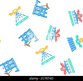 drone use technology vector seamless pattern thin line illustration. drone use technology seamless pattern vector Stock Vector