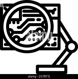 pcb inspection electronics line icon vector illustration Stock Vector ...