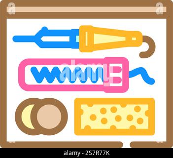 soldering components electronics color icon vector. soldering components electronics sign. isolated symbol illustration. soldering components electronics color icon vector illustration Stock Vector