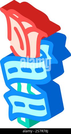 rose art tattoo vintage isometric icon vector. rose art tattoo vintage sign. isolated symbol illustration. rose art tattoo vintage isometric icon vector illustration Stock Vector