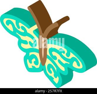 butterfly tattoo art vintage isometric icon vector. butterfly tattoo art vintage sign. isolated symbol illustration. butterfly tattoo art vintage isometric icon vector illustration Stock Vector