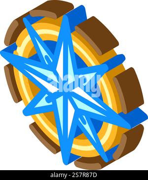compass tattoo art vintage isometric icon vector. compass tattoo art vintage sign. isolated symbol illustration. compass tattoo art vintage isometric icon vector illustration Stock Vector