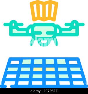 drone mapping color icon vector. drone mapping sign. isolated symbol illustration. drone mapping color icon vector illustration Stock Vector