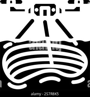 mining operations drone glyph icon vector. mining operations drone sign. isolated symbol illustration. mining operations drone glyph icon vector illustration Stock Vector