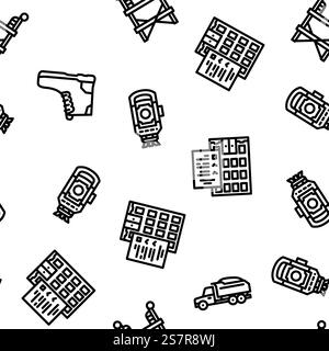 civil engineer construction vector seamless pattern thin line illustration. civil engineer construction vector seamless pattern Stock Vector