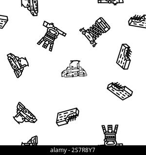 civil engineer construction vector seamless pattern thin line illustration. civil engineer construction vector seamless pattern Stock Vector
