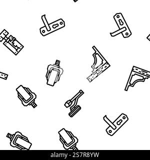 furniture fitting construction vector seamless pattern thin line illustration. furniture fitting construction vector seamless pattern Stock Vector