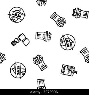 news media screen business vector seamless pattern thin line illustration. news media screen business vector seamless pattern Stock Vector