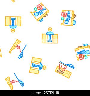 oil industry petroleum energy gas vector seamless pattern thin line illustration. oil industry petroleum energy gas vector seamless pattern Stock Vector