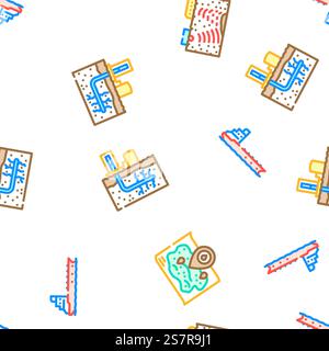 oil industry petroleum energy gas vector seamless pattern thin line illustration. oil industry petroleum energy gas vector seamless pattern Stock Vector