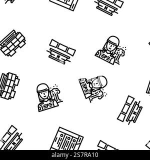 news media screen business vector seamless pattern thin line illustration. news media screen business vector seamless pattern Stock Vector