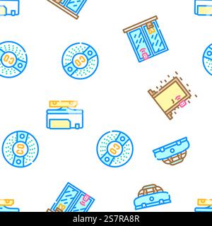 smart home control vector seamless pattern thin line illustration. smart home control seamless pattern vector Stock Vector