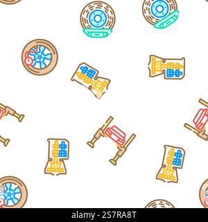 car mechanic auto vector seamless pattern thin line illustration. car mechanic auto seamless pattern vector Stock Vector