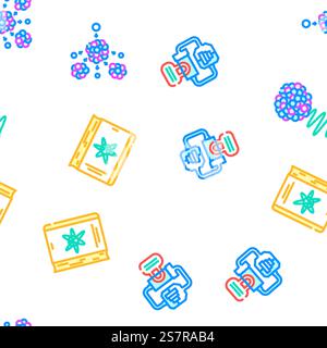 nuclear energy power reactor vector seamless pattern thin line illustration. nuclear energy power reactor vector seamless pattern Stock Vector