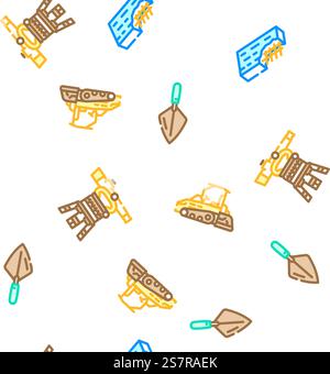 civil engineer construction vector seamless pattern thin line illustration. civil engineer construction vector seamless pattern Stock Vector