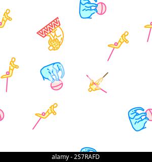 circus carnival vintage show vector seamless pattern thin line illustration. circus carnival vintage show vector seamless pattern Stock Vector