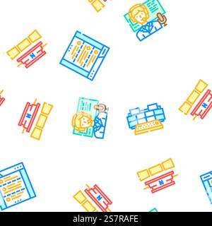 news media screen business vector seamless pattern thin line illustration. news media screen business vector seamless pattern Stock Vector