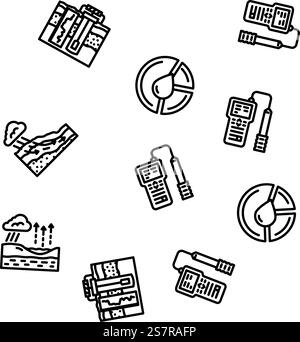 hydrogeologist industrial vector seamless pattern thin line illustration. hydrogeologist industrial seamless pattern vector Stock Vector