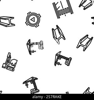 civil engineer construction vector seamless pattern thin line illustration. civil engineer construction vector seamless pattern Stock Vector