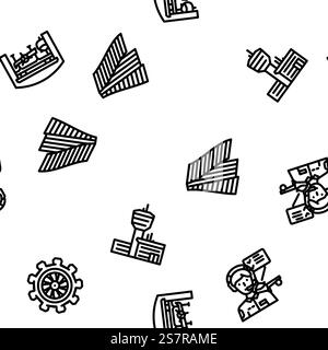 aeronautical engineer aviation vector seamless pattern thin line illustration. aeronautical engineer aviation vector seamless pattern Stock Vector