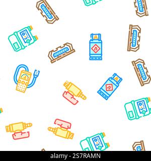 gas energy oil power pipeline vector seamless pattern thin line illustration. gas energy oil power pipeline vector seamless pattern Stock Vector